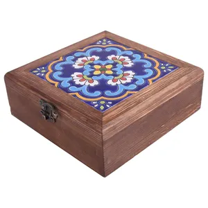 جعبه هدیه طرح کاشی ترنج مدل 03-13 سایز 20 سانتی‌متر