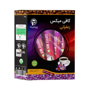 کافی میکس زعفرانی بدون شکر شیرین شده با استویا پپتینا - 100 گرم بسته 10 عددی
