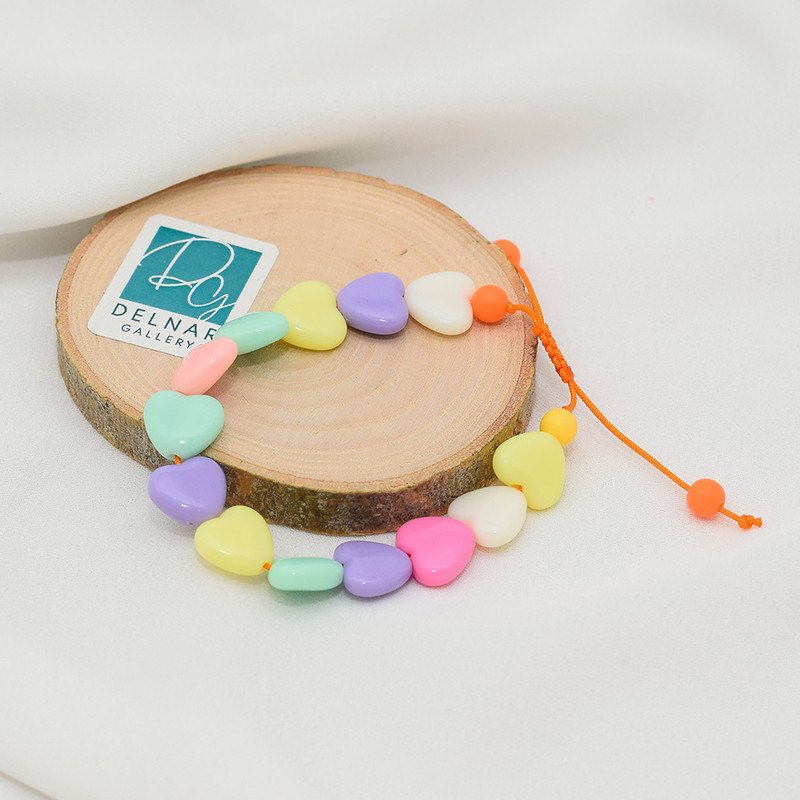 دستبند دخترانه دلنار گالری مدل قلب پاستیلی دستبند دخترانه دلنار گالری مدل قلب پاستیلی