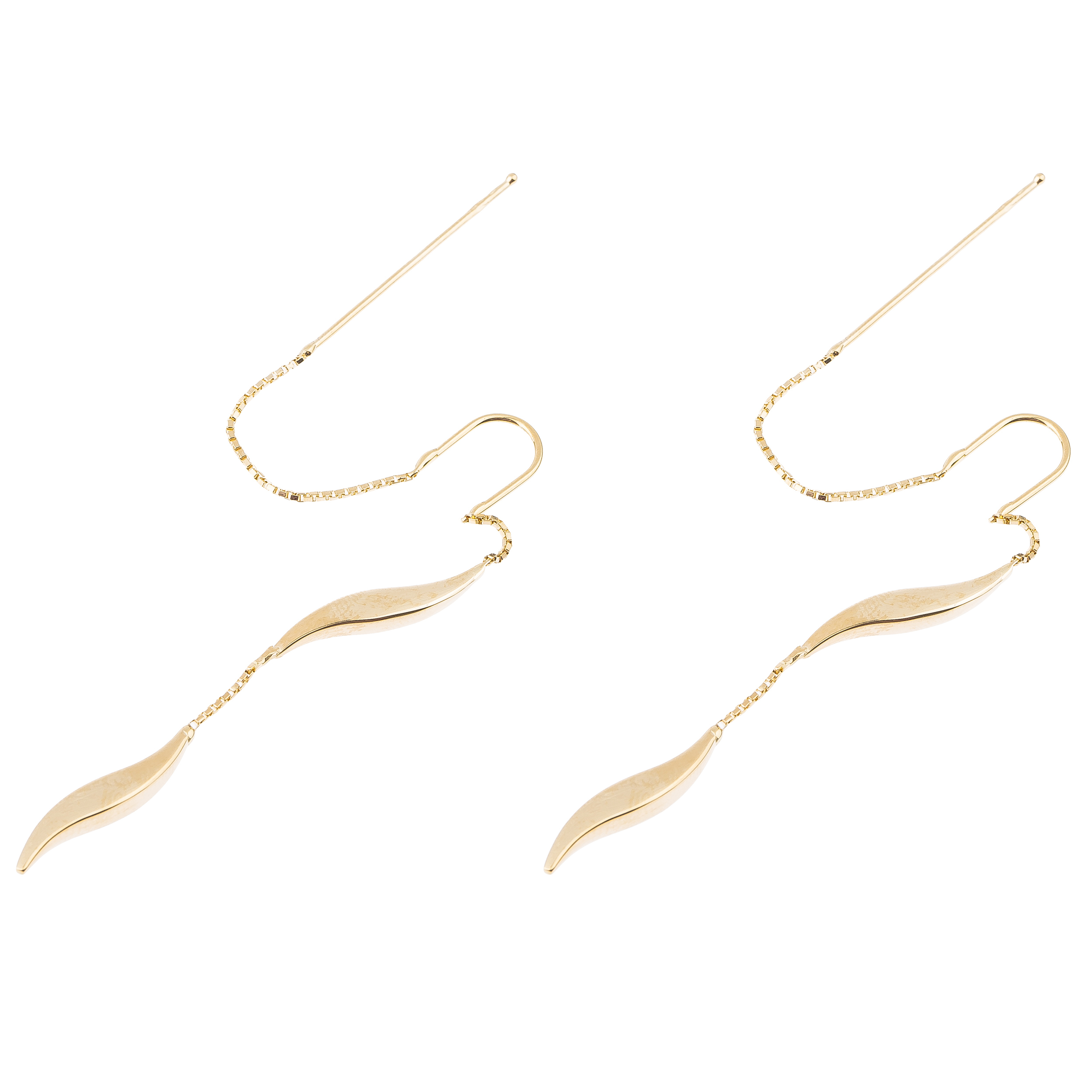 گوشواره طلا 18 عیار طرح دو برگ کد 020
