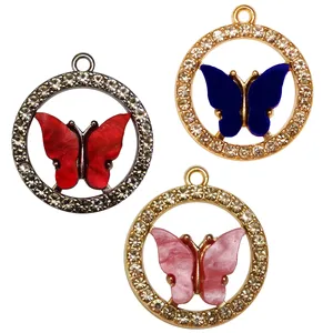 آویز دستبند مدل پروانه های جذاب نگین دار کد AD 743 مجموعه 3 عددی