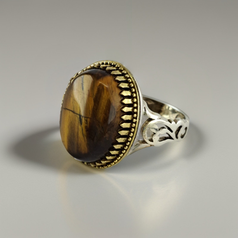 انگشتر نقره مردانه ملک زیور مدل نگین چشم ببر کد 357