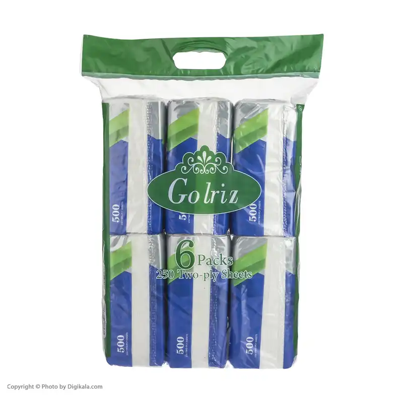 دستمال کاغذی 250 برگ گلریز مدل 008 بسته 6 عددی