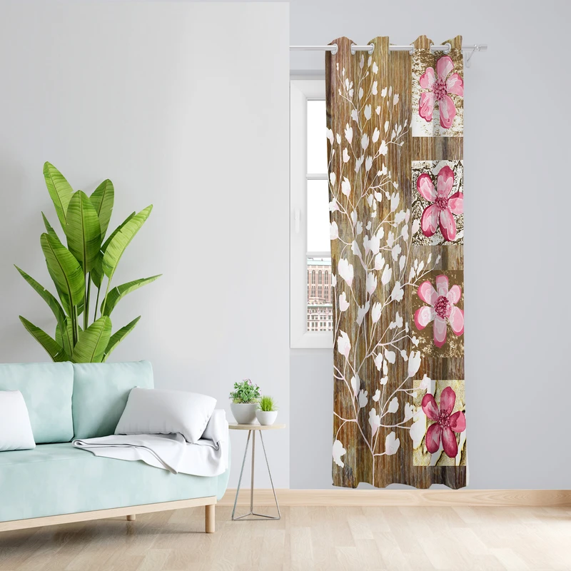  پرده طرح گل مدل مخمل پانچی کد L 1131R Z سایز 140x200 سانتی متر