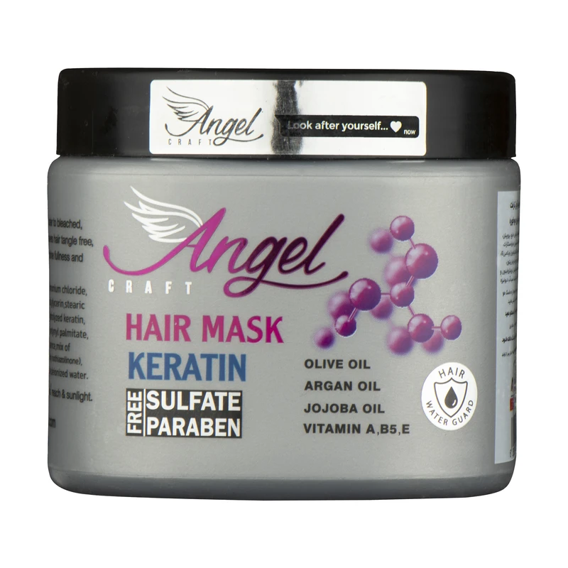 عکس شماره 3 : ماسک مو انجل کرفت مدل کراتین و آرگان حجم 500 میلی لیتر مجموعه 2 عددی