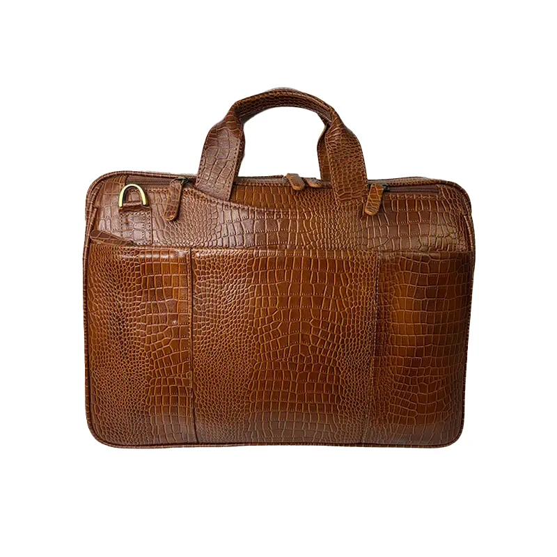 کیف دوشی دست دوز مردانه مدل آیهان چرم کروکودیل