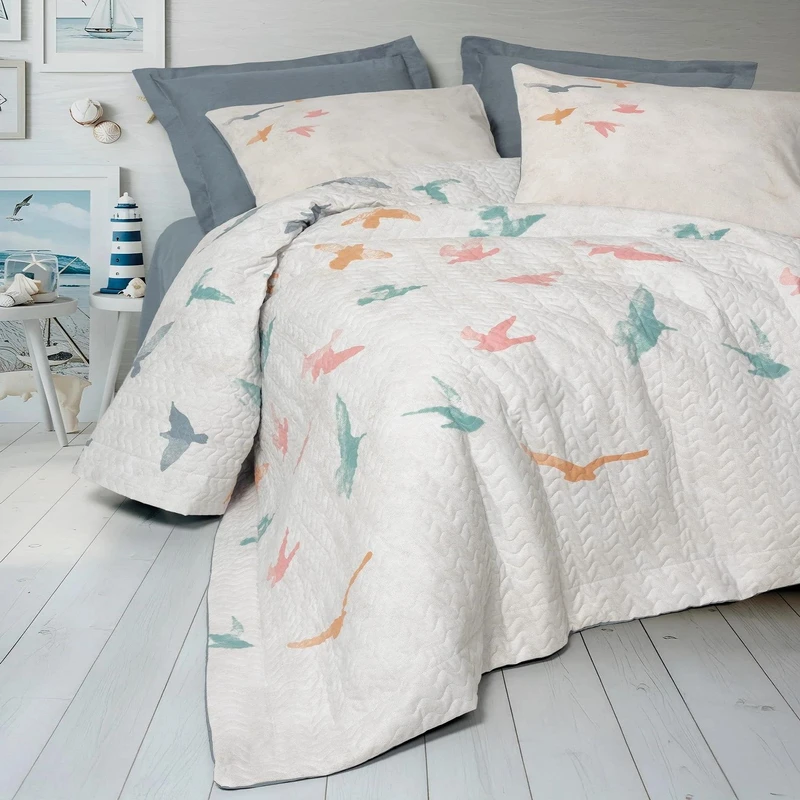 سرویس روتختی یک نفره 3 تکه کاتن باکس مدل Complete Set Maritime Kaija Mavi T.K