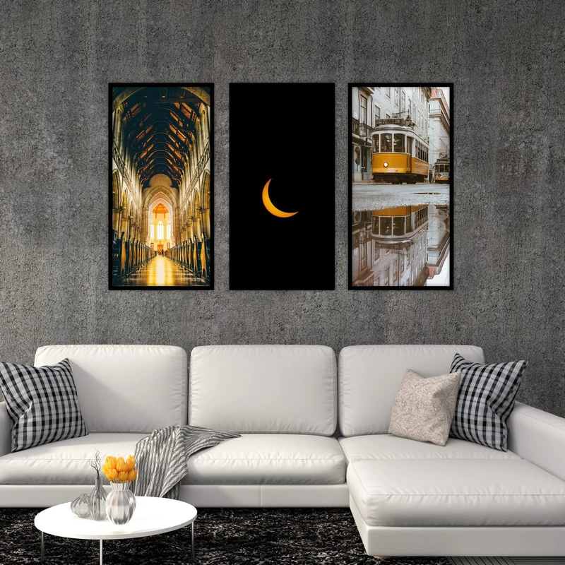 تابلو بکلیت طرح منظره شهری و ماه مدل B-517 مجموعه 3 عددی