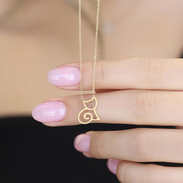 گردنبند طلا 18 عیار زنانه ماوی گالری مدل گربه و فر -  - 3