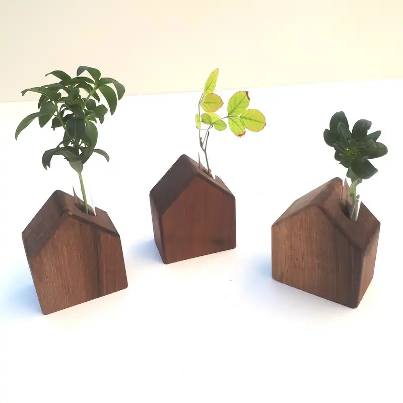 استند گلدان چوبی مدل هوم