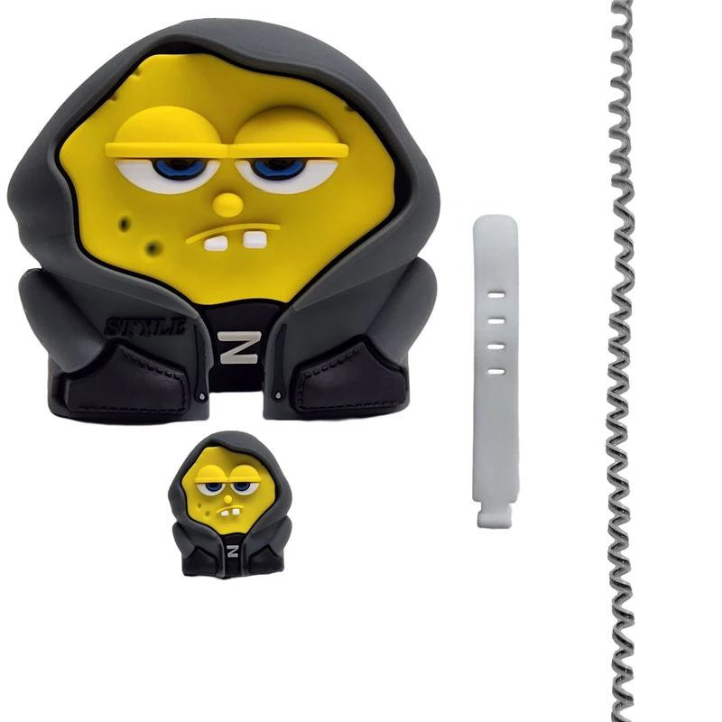 محافظ کابل مدل فانتزی طرح باب اسفنجی به همراه محافظ شارژ دیواری مجموعه 4 عددی