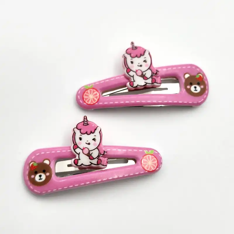 گیره مو دخترانه مدل یونیکورن کد SNG287-6 بسته 2 عددی