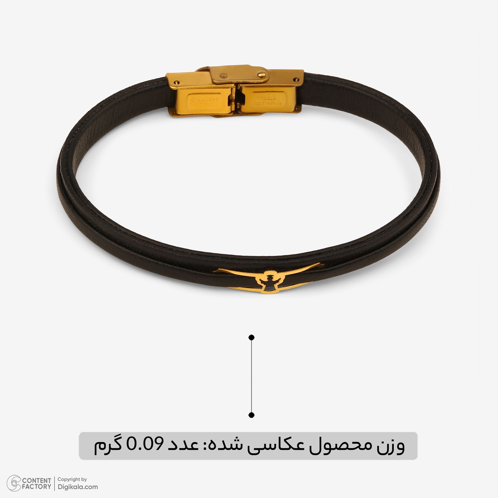 دستبند طلا 18 عیار زنانه با بند چرمی وی گالری مدل فرشته کد LBB1096 -  - 8