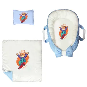 سرویس خواب سه تکه نوزاد ناریکو مدل گارد محافظ دار طرح گربه کد 0255