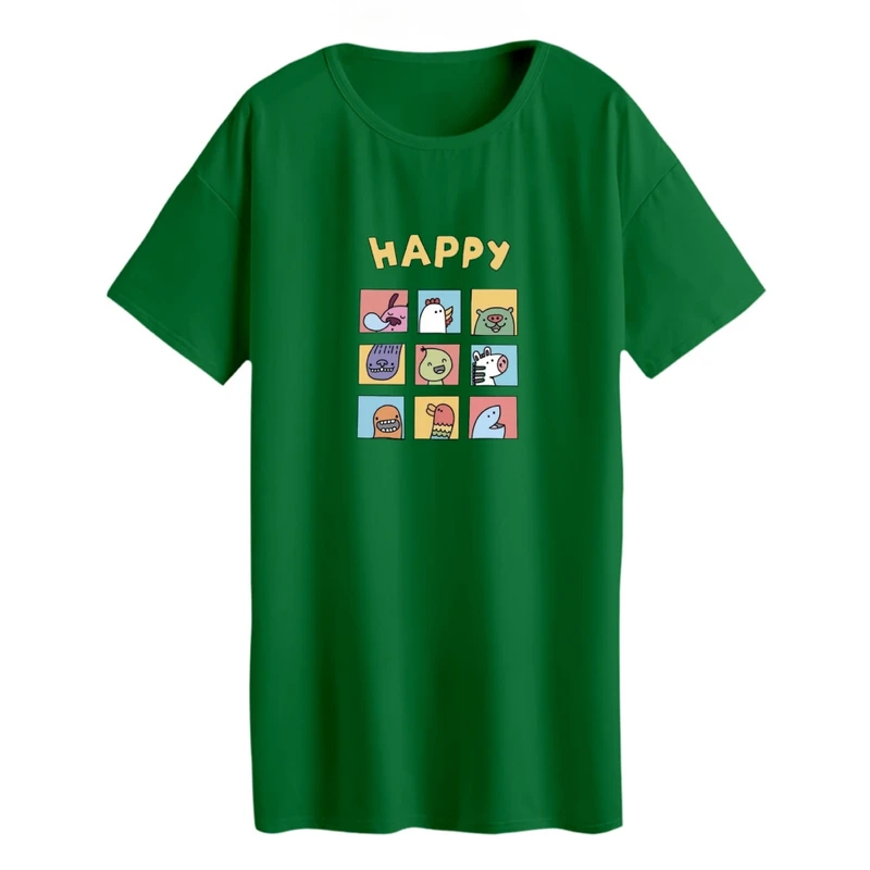 تی شرت لانگ زنانه مدل هپی