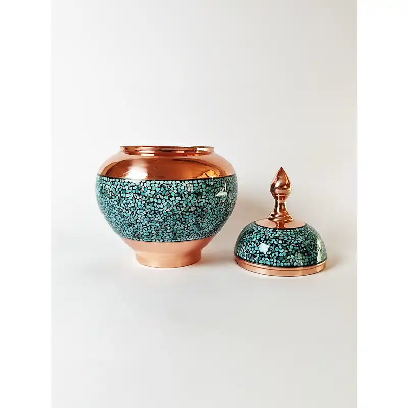 شکلات خوری فیروزه کوبی مسی مدل سیبی کد SHm