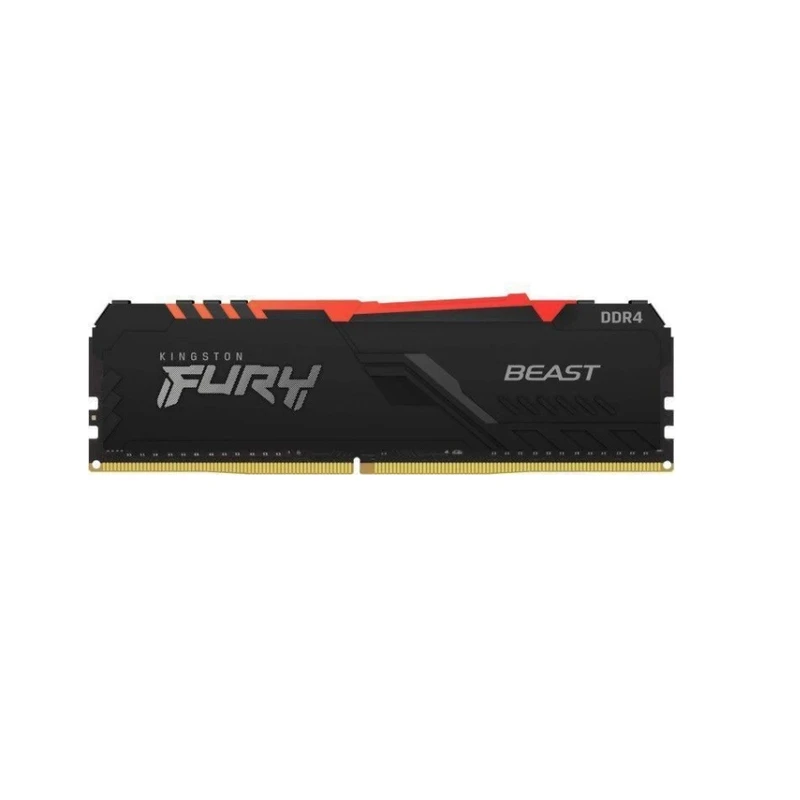 رم کامپیوتر DDR4 تک کاناله 3200 مگاهرتز CL16 کینگستون مدل FURY Beast RGB ظرفیت 16 گیگابایت