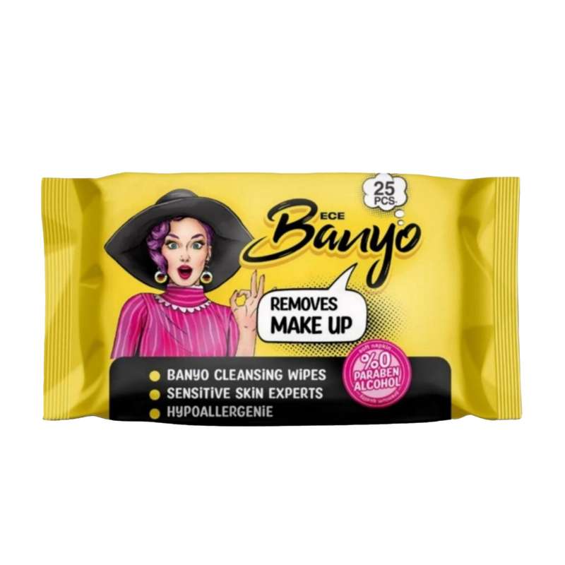 دستمال مرطوب پاک کننده آرایش بانیو مدل EcE بسته 25 عددی