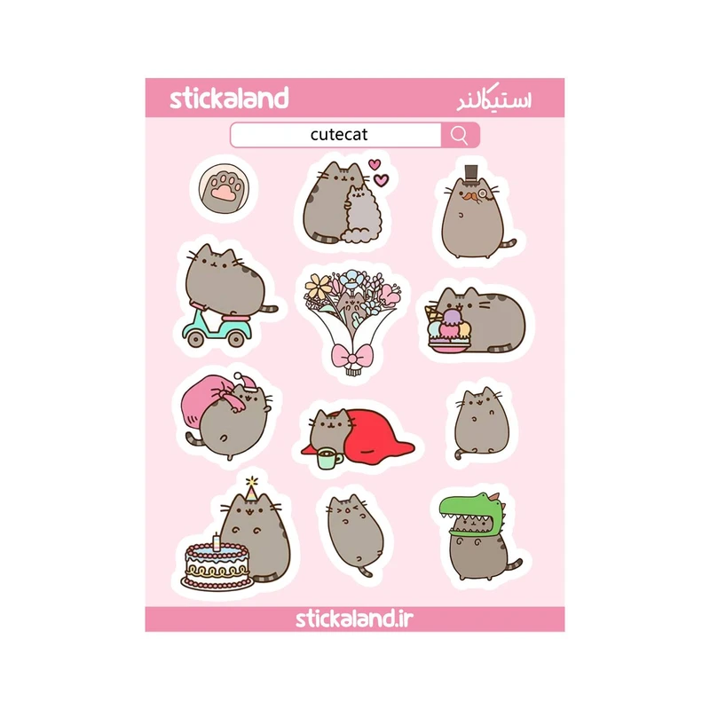 استیکر مدل استیکرپک استیکالند طرح گربه فانتزی کد 43657a