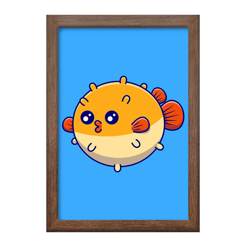 تابلو خندالو طرح حیوانات بامزه ماهی بادکنکی کد 29640