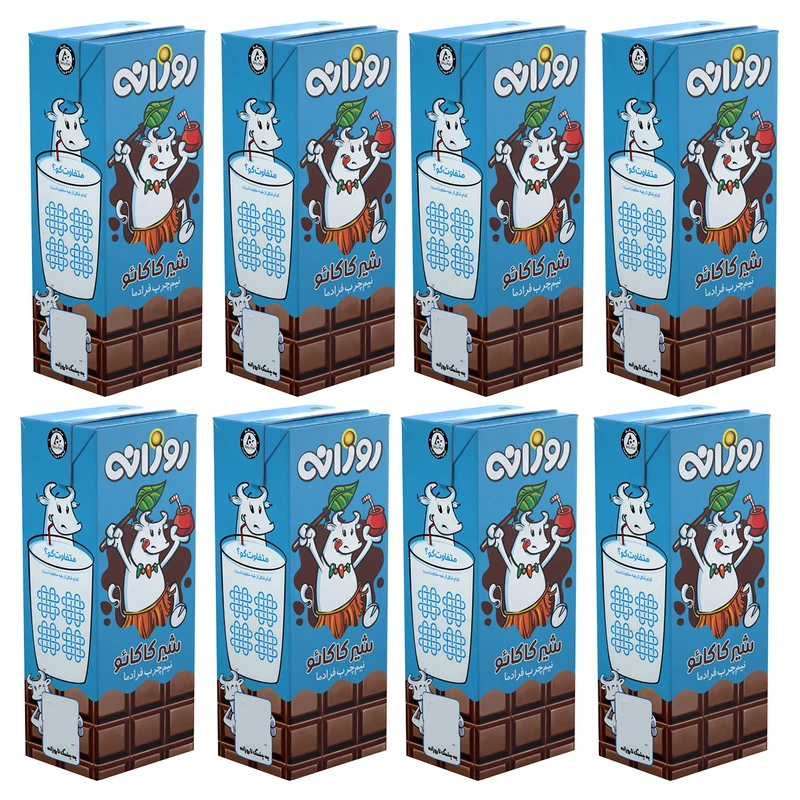 شیر کاکائو نیم چرب روزانه - 200 میلی لیتر بسته 8 عددی