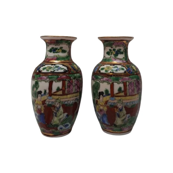 گلدان چینی مدل گل مرغی طرح مینیاتوری کد CHINA 1 بسته ۲ عددی