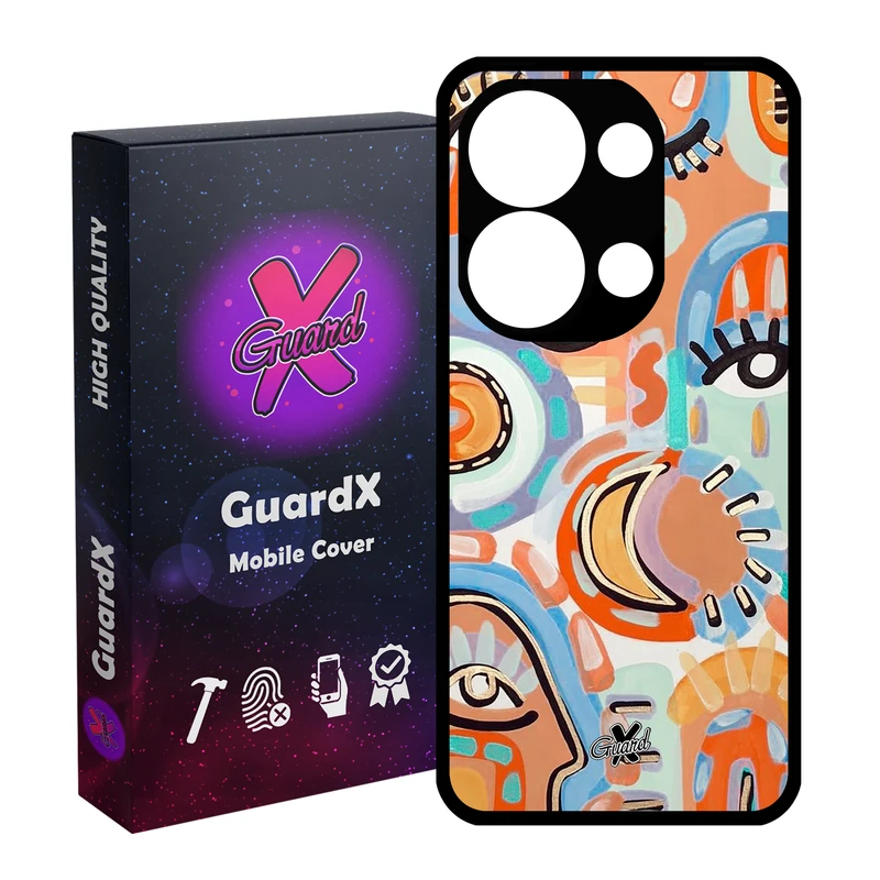 کاور گارد ایکس طرح چهره مدل Glass10431 مناسب برای گوشی موبایل شیائومی Redmi Note 13 Pro 4G / Poco M6 Pro 4G