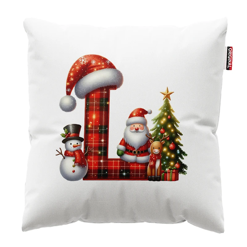 کوسن پاد آفرین مدل کریسمس طرح حرف L کد PK402664 سایز 40*40 سانتی متر 