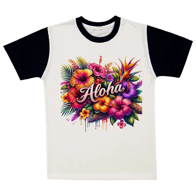 تی شرت آستین کوتاه دخترانه مدل گل کد A50