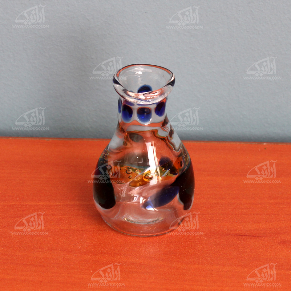 گلدان مینیاتوری شیشه گری با حرارت مستقیم‏ ‏ رنگارنگ‏ طرح ‏مینا‏ مدل 1015900033