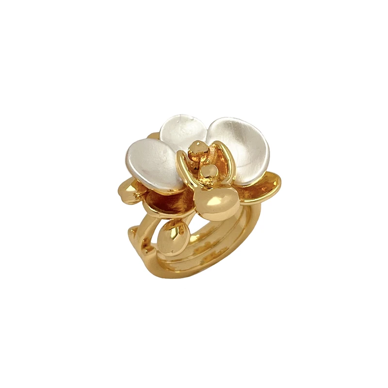 انگشتر زنانه گالری عزیزی مدل گل ارکیده