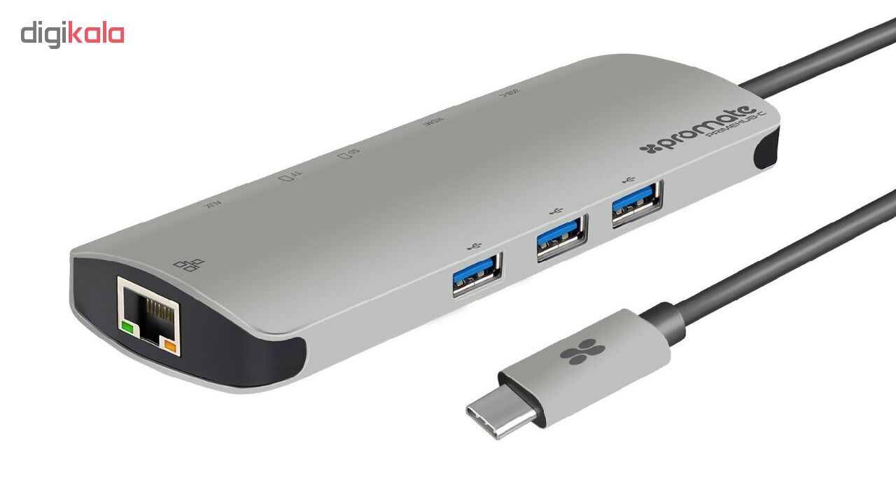 مبدل USB-C به HDMI/USB/LAN پرومیت مدل PrimeHub-C