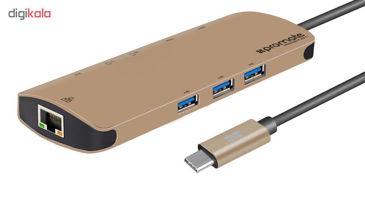 مبدل USB-C به HDMI/USB/LAN پرومیت مدل PrimeHub-C