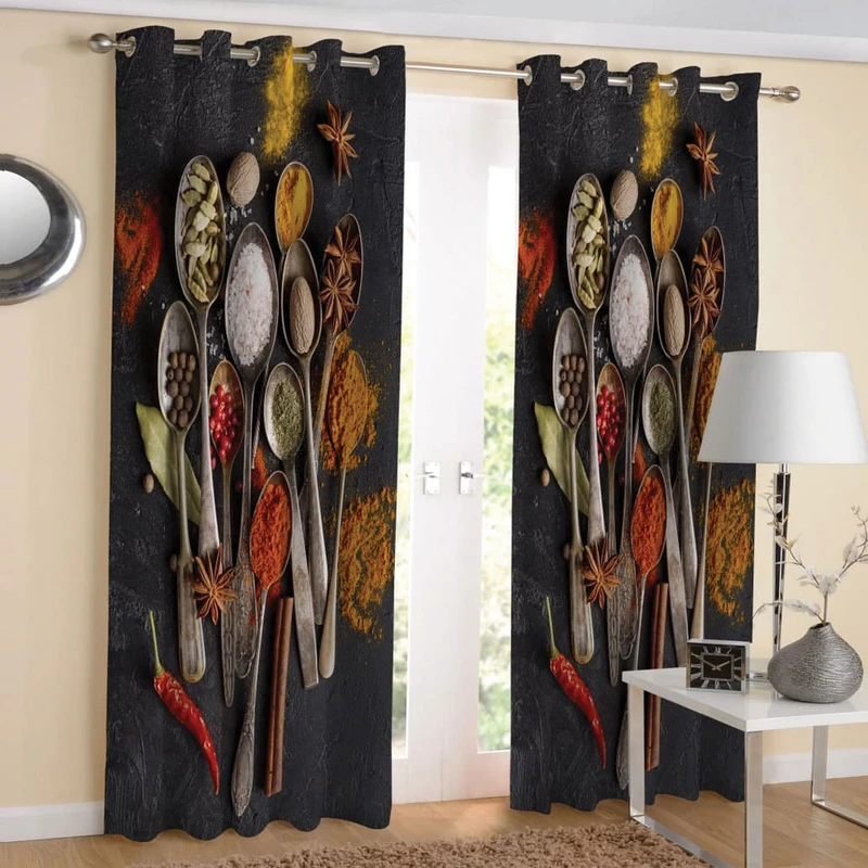 پرده مدل هازان چاپی طرح ادویه کد 2219 سایز 280x140 سانتی متر