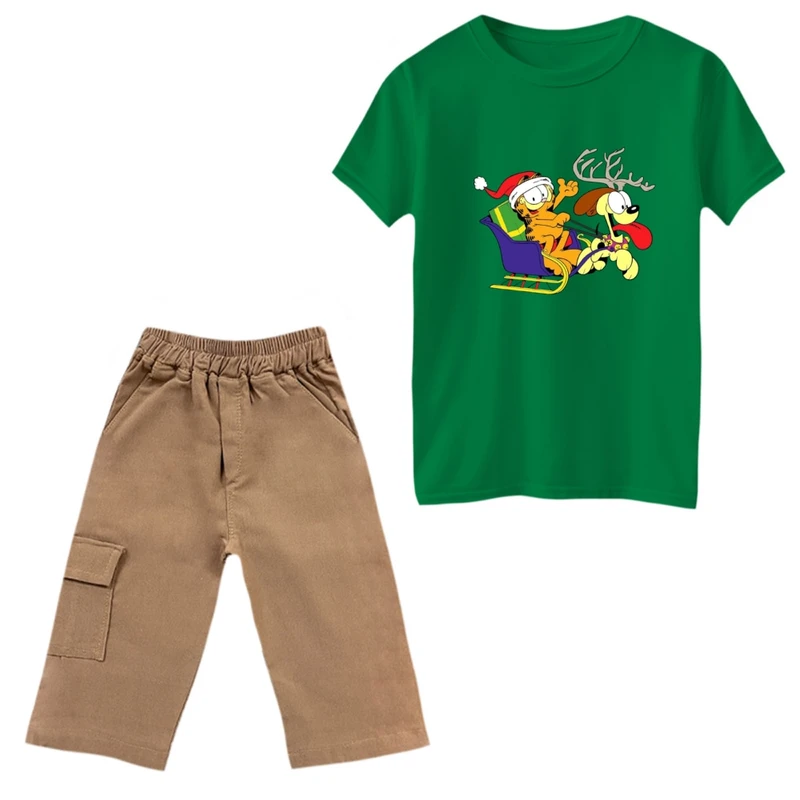 ست تی‌شرت و شلوارک پسرانه مدل گارفیلد کد 6