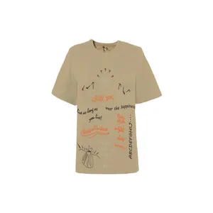 تی شرت لانگ زنانه بنیس مدل ماتاماتیک رنگ نسکافه ای