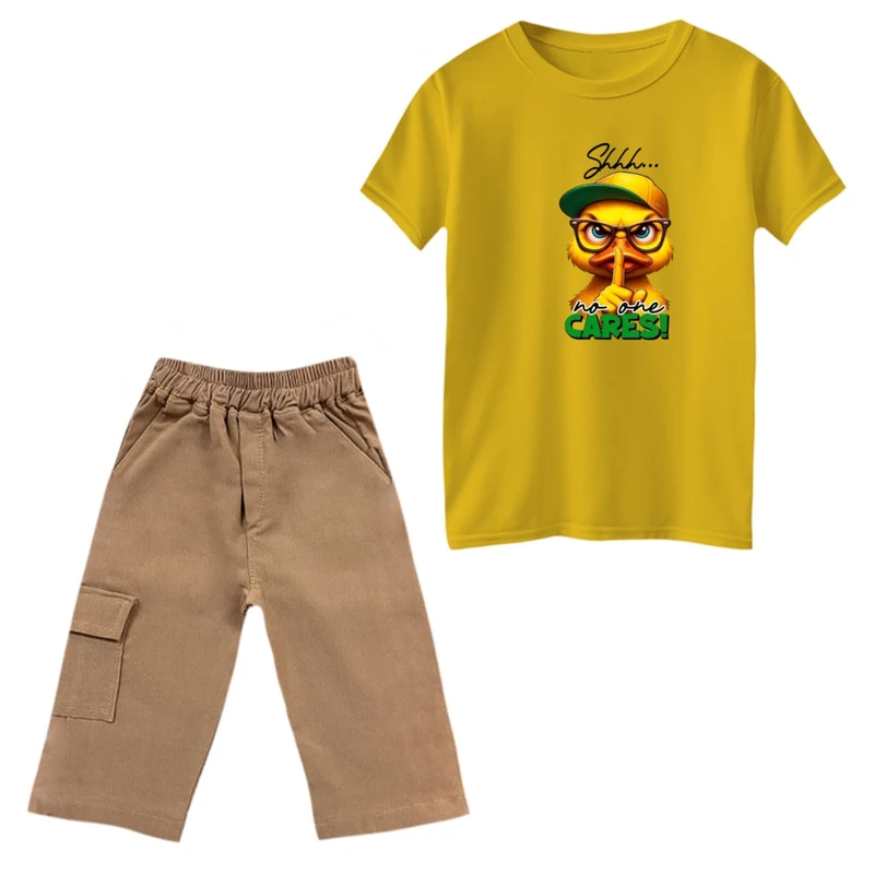 ست تی‌شرت و شلوارک دخترانه مدل اردک