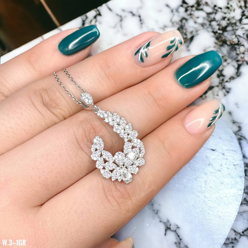 گردنبند نقره زنانه مدل نیم گل 0181 گردنبند نقره زنانه مدل نیم گل 0181