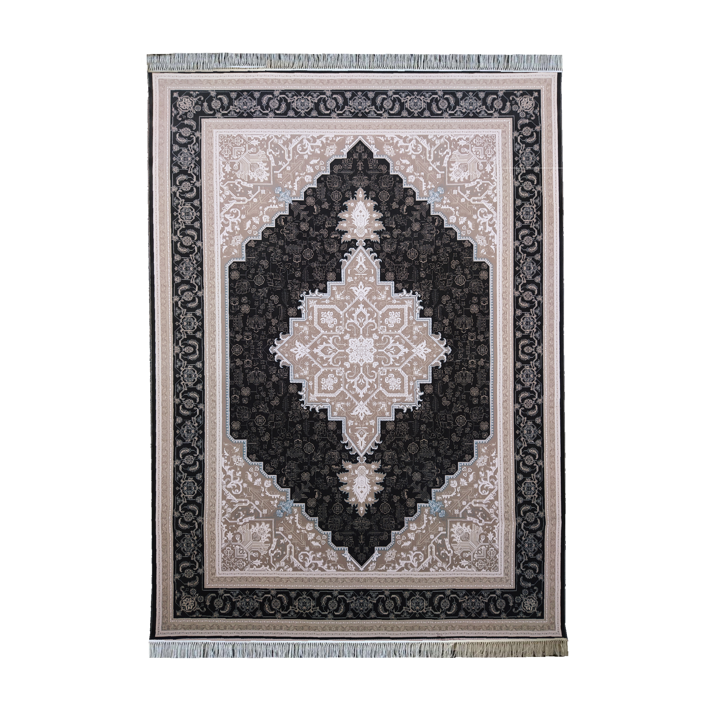 فرش ماشینی مدل گلریس زمینه دودی