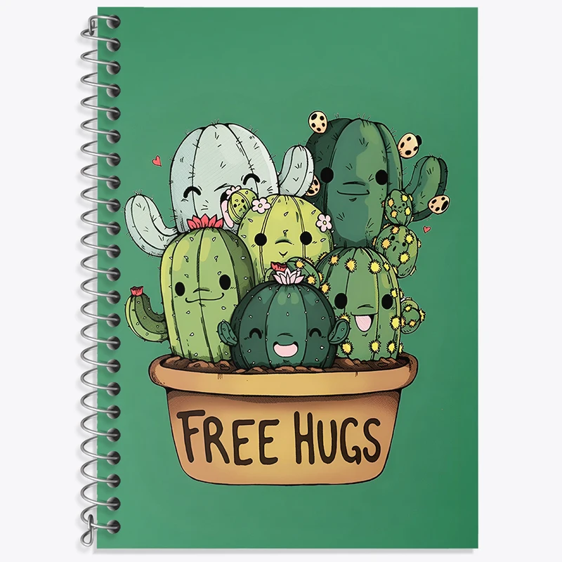 دفتر زبان 50 برگ خندالو مدل سه خط طرح کاکتوس کد N3195