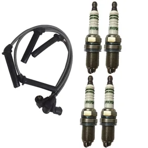 شمع خودرو نور-بوش به همراه وایر پاتیگ مدل FR7DC2 مناسب برای پژو 405-پارس بسته 4 عددی