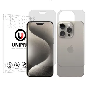 UNIPRO Star 5 model transparent screen protector suitable for Apple iPhone 15 Pro Max mobile phone along with the back protector