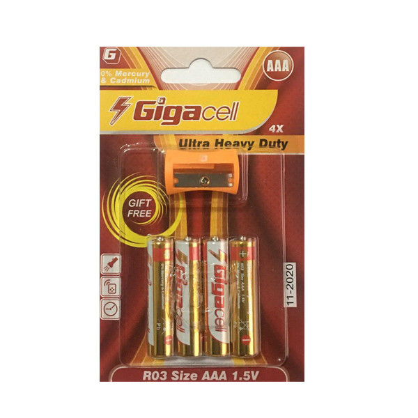 باتری نیم قلمی گیگاسل مدل Ultra Heavy Duty بسته 4عددی
