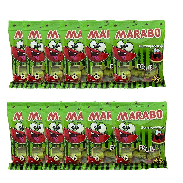 پاستیل لقمه ای هندوانه مارابو - 50 گرم بسته 12 عددی