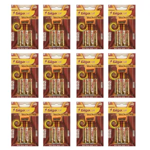 باتری نیم قلمی گیگاسل مدل Ultra Heavy Duty بسته 48عددی به همراه تراش