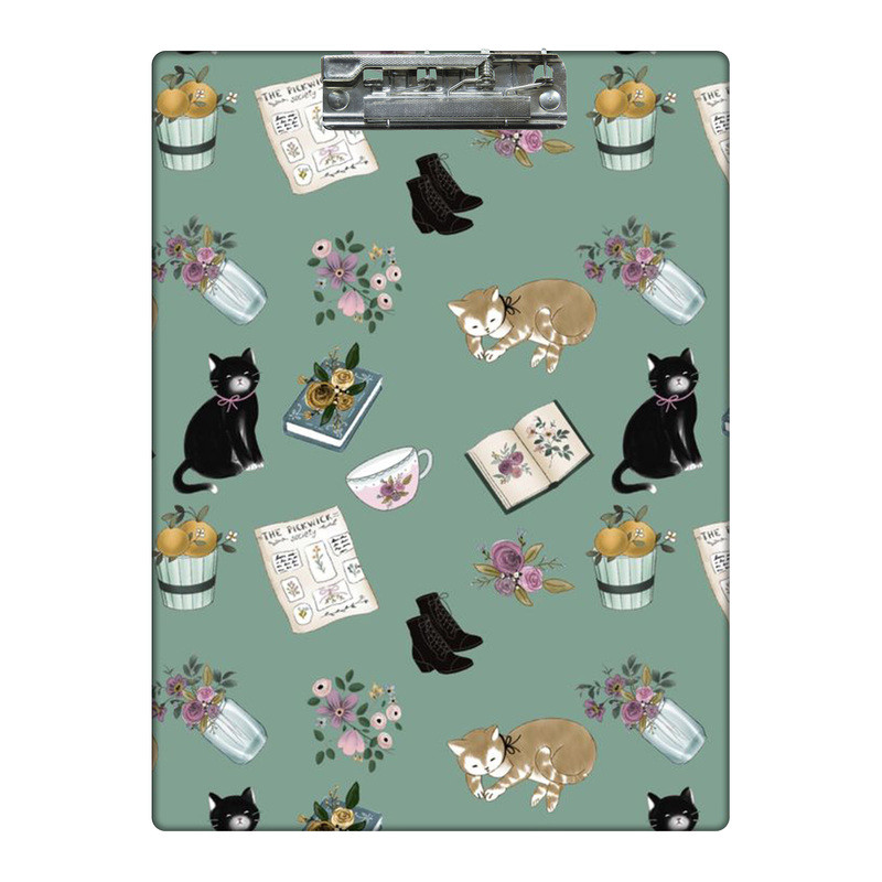 تخته شاسی طرح پترن گربه و گلدان و کتاب کد 4956105 سایز A4