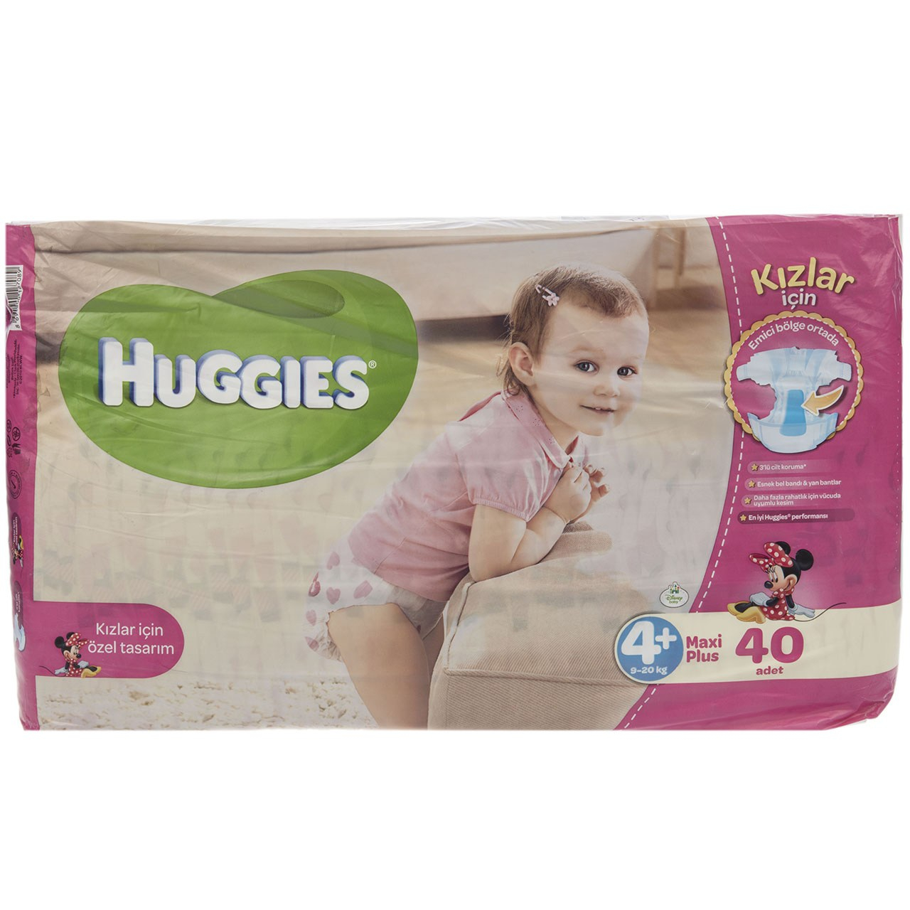 پوشک دخترانه هاگیز مدل MaxiPlus سایز +4 بسته 40 عددی