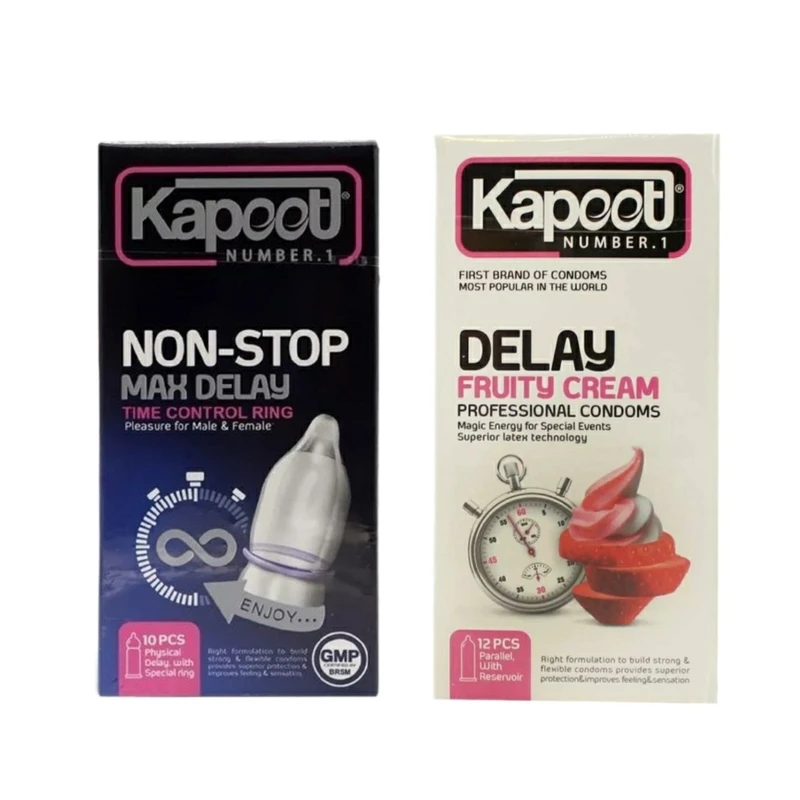کاندوم تاخیری کاپوت مدل NON-STOP بسته 10 عددی به همراه کاندوم تاخیری کاپوت مدل Fruty Cream بسته 12 عددی