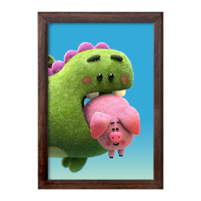 تابلو خندالو طرح دایناسور و خوک کیوت کد F556