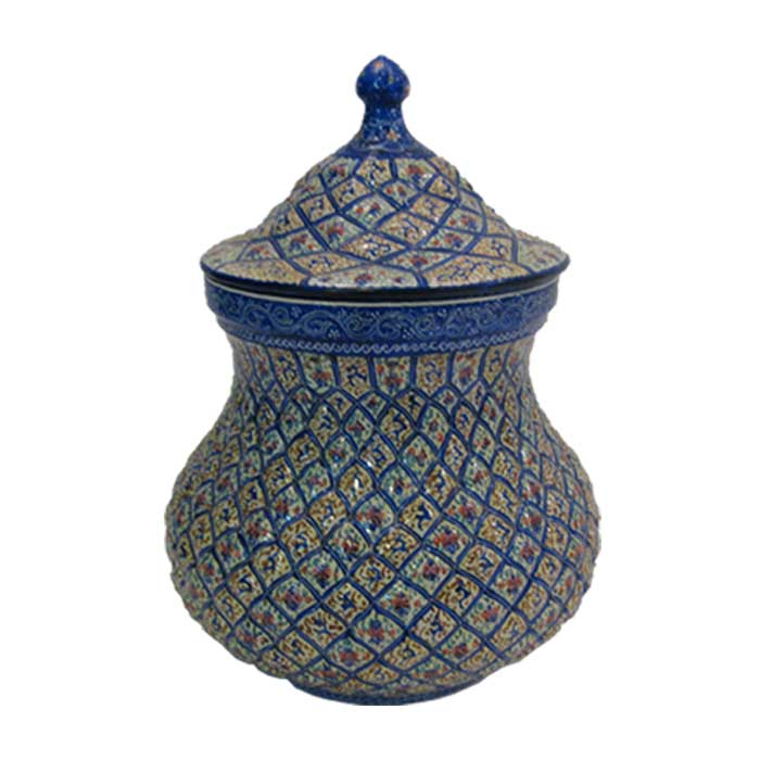 قندان میناکاری اثر مرتضی اسماعیلی طرح لوزی توپر کد 01